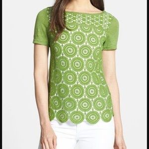 Tory Burch Margaux Lace Knit Tee size XL